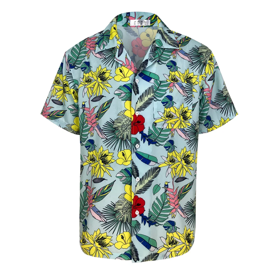 Summer Beach Sport Dress Shirt Men′ S Casual Hawaiian Print Vacation Shirts