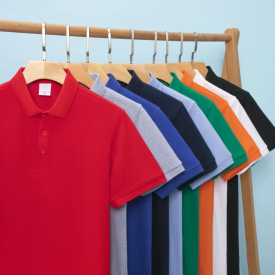 기업 의류 남성용 맞춤형 작업복 100% 면 짧은 소매 파란색 수 놓은 맞춤 골프 성능 폴로 셔츠